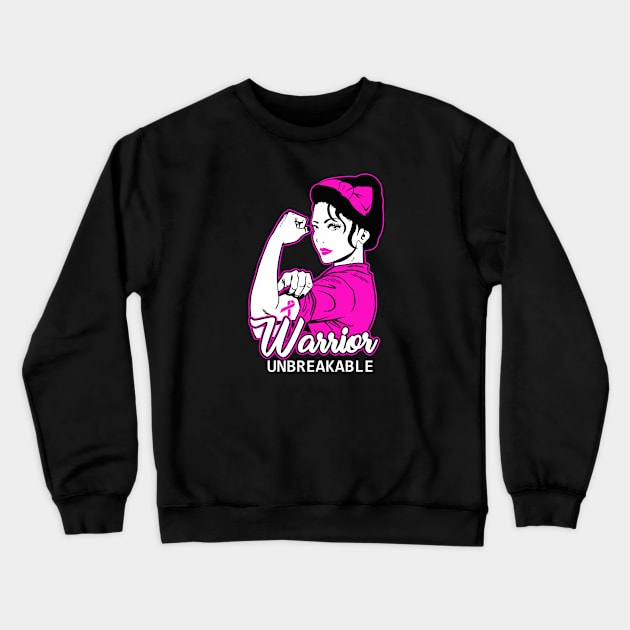 Unbreakable | Breast Cancer Warrior Crewneck Sweatshirt by jverdi28